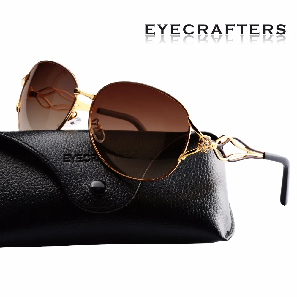 

Eyecrafters Female Luxury Brand Designer Womens Sunglasses Polarized Retro Vintage Fashion Ladies Mirrored Eyewear Shades Brown