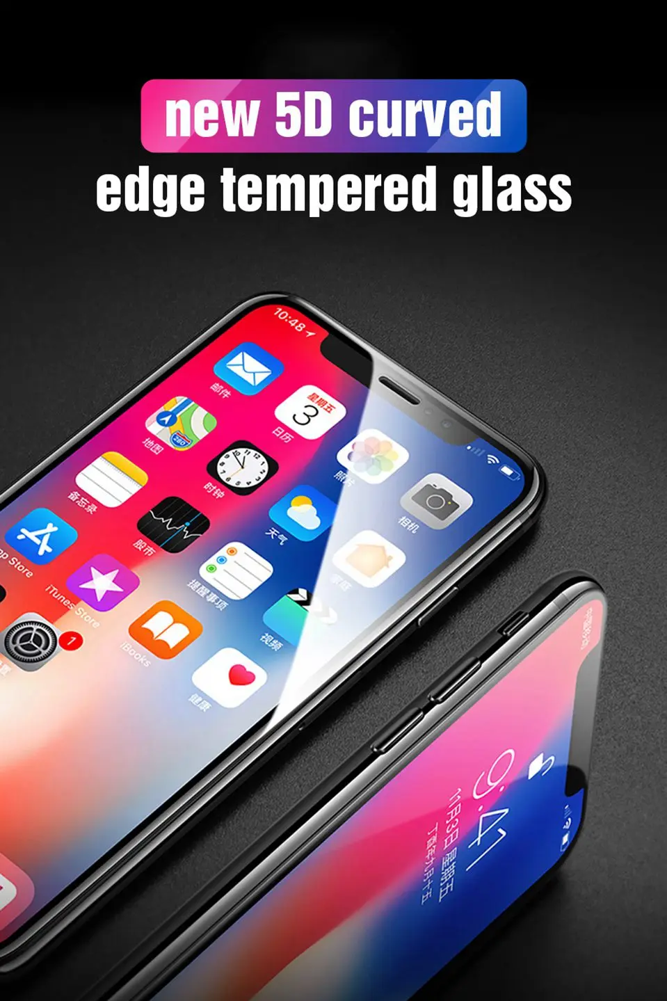 5D Glass for iPhone XS Max Protective Glass Full Cover 9H Film Tempered Glass for iPhone XR X XS 7 8 6 6s Plus Screen Protector (1)