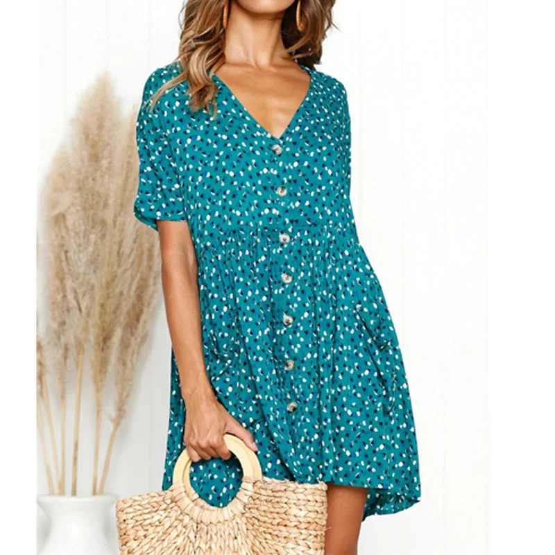 Платье Lossky женское повседневное красное зеленое с треугольным вырезом и