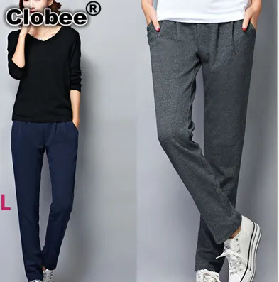 

Plus Size 6XL 2019 Women Spring Winter Thick Warm Loose Warm Harem Pants Female Elegant Solid Casual Office Work Pants Long W6