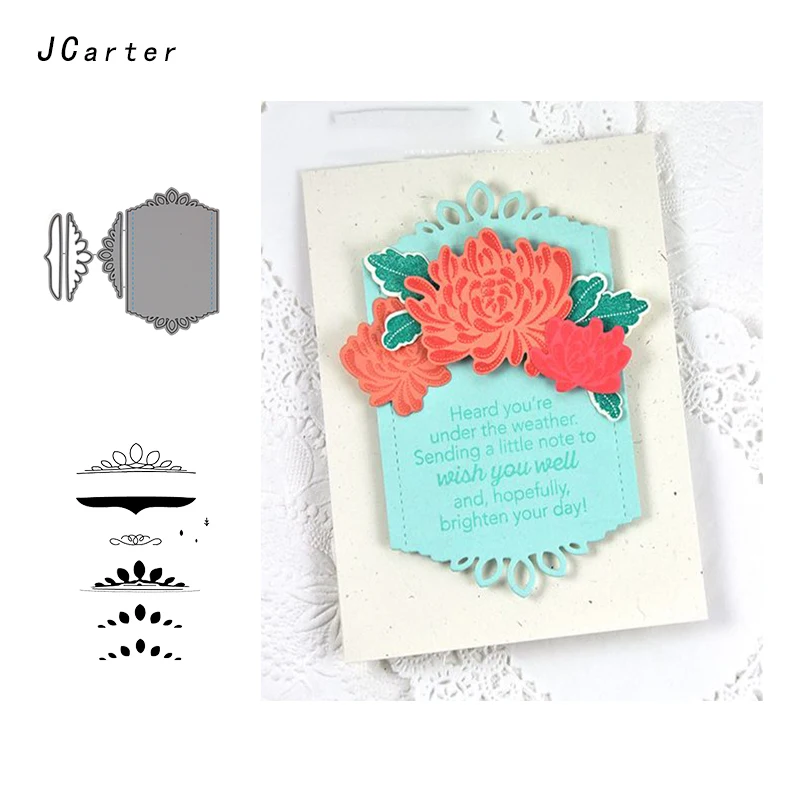 

JCarter Beautiful Lace Frame Cover Metal Cutting Dies or Clear Stamps for Scrapbooking DIY Embossing Folder Paper Maker Template