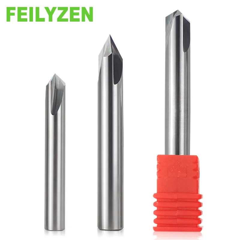 

FEILYZEN Chamfer Milling Cutter For Aluminum 60° 90° 120° 3mm-12mm Tungsten Solid Carbide HRC55 3 Flute Chamfer End Mill