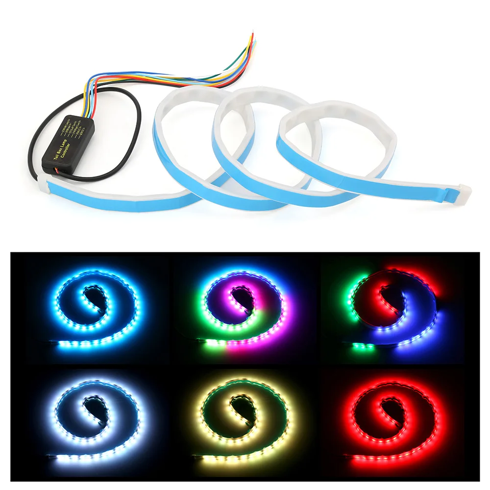 

RGB Car LED Strip Lighting Rear Trunk Tail Light Dynamic Streamer Brake Turn Signal Reverse Leds Warning Light Signal Lamp