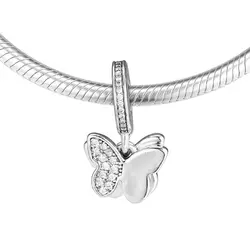 Подходит для Pandora талисманы браслеты развевающиеся бабочки бусины с Ясно CZ 925 пробы 100% серебряные ювелирные изделия Бесплатная доставка