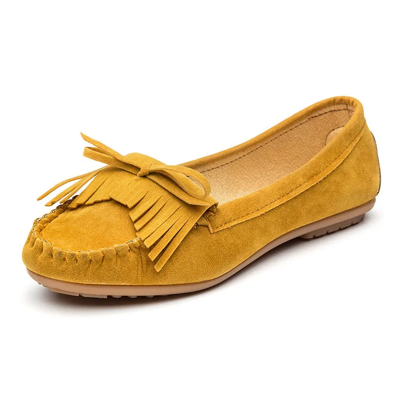 

COZULMA Women Fringe Boat Shoes Butterfly-knot Flock Fashion Sneakers Female Slip-on Casual Shoes Size 35-40