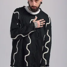 Высокое качество мода дизайн для мужчин тяжелый вес шерсти и толстый свитер свободного кроя Круглый Воротник пуловер свитер Повседневное пальто