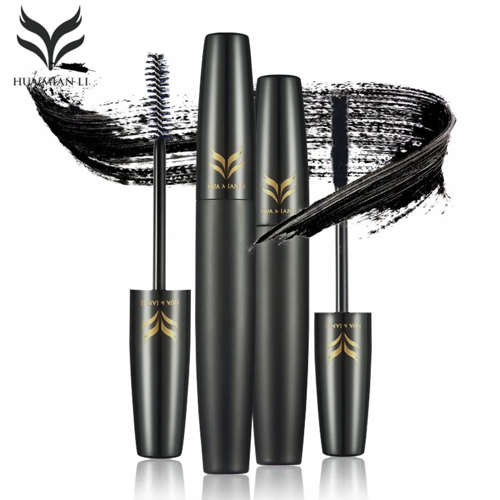 HUAMIANLI Waterproof Mascara 3D Curling Thick Eyelash Enhance Natural Fiber Smudge Proof Mascara
