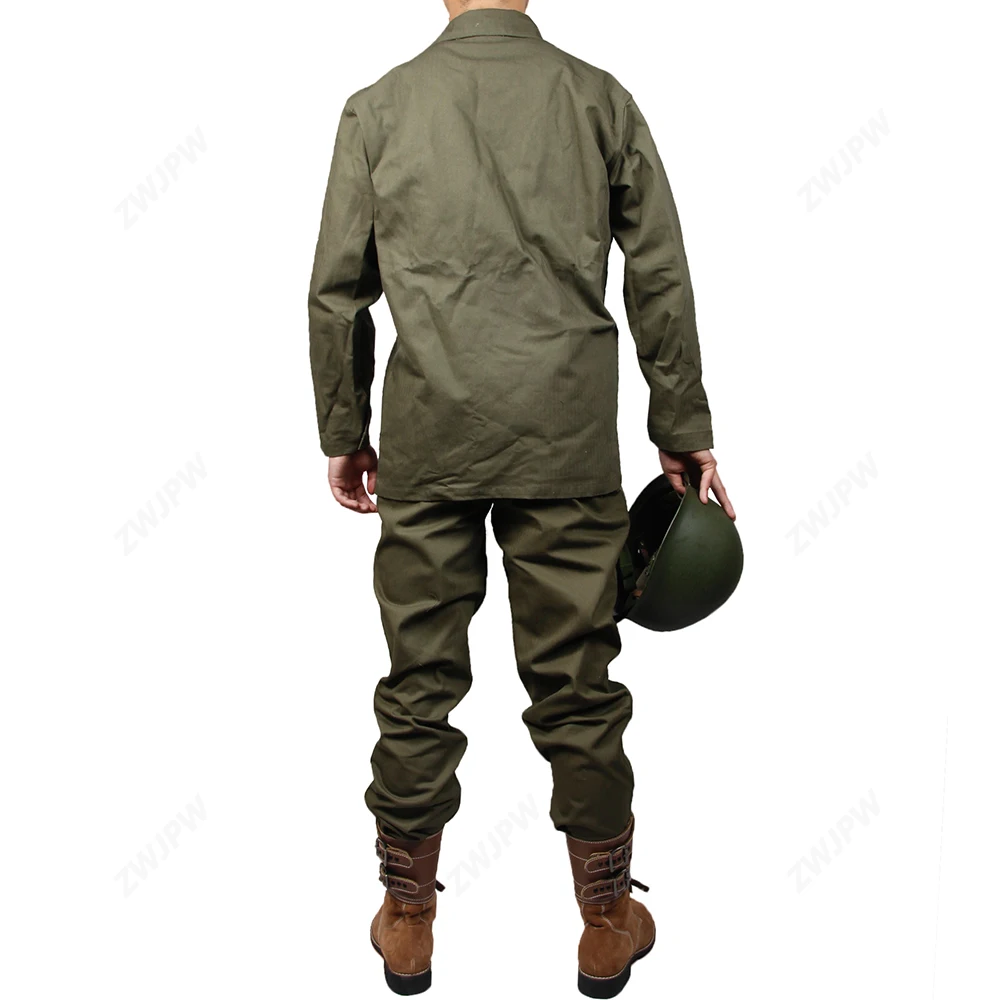 WWII США USMC HBT ARMY GREEN UNIFORME пальто и брюки с индивидуальным воротником Высококачественная Реплика US/501104(без обуви, без шлема