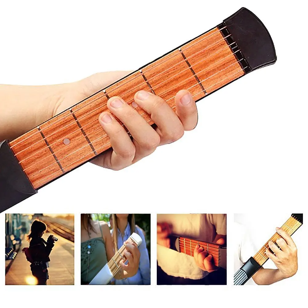 

Six Pocket Guitar Portable Guitar Exerciser Air Guitar Finger Exerciser