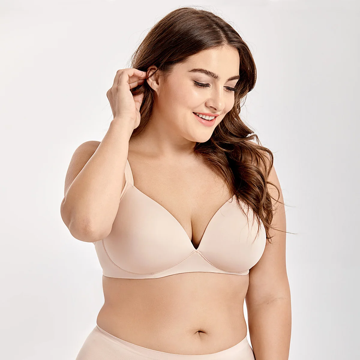 Beige02 Для женщин мягкий легкий мягкий бюстгальтер без косточек с глубоким вырезом подъема футболка бесшовный бюстгальтер - Цвет: Beige02