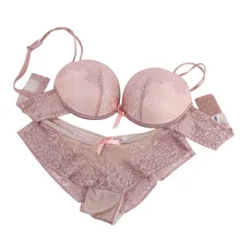 Lace Sexy Thin Push Up Underwear hot-selling Vintage Solid Color Bra Set