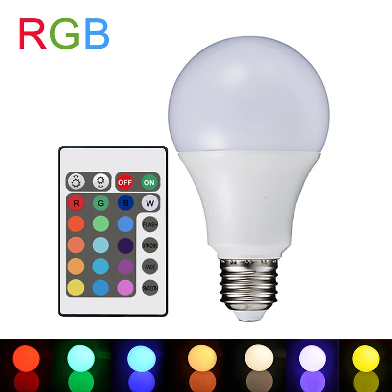 

RGB LED Light 5W E27 LED RGB Lamp SMD5050 LED Bulb Multiple Colors Lampada LED Lighting With IR Remote Controller 110V 220V A70