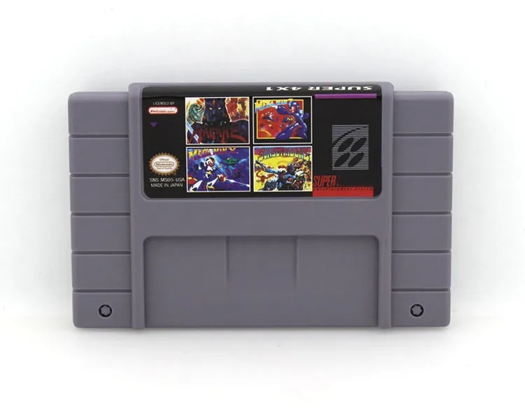 Super game cartridge for snes 4 in 1 multiple games collection model MS005 English language battery saves free shipping