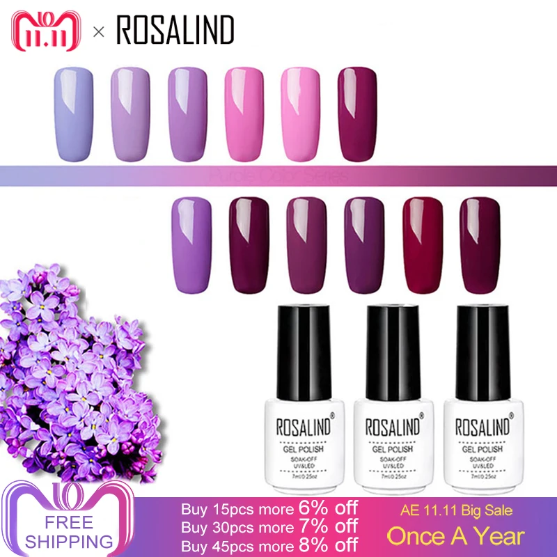ROSALIND Gel Nail Polish 7ML Soak Off UV Colors White Bottle Nails Art Vernis Semi Permanent Gel Varnish Primer Manicure
