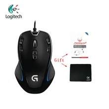 Проводная игровая мышь logitech G300S для ноутбука, ПК с разрешением 2500 dpi, оптическая 9 перезаряжаемая программируемая кнопка, поддержка официального тестирования+ Бесплатный подарок