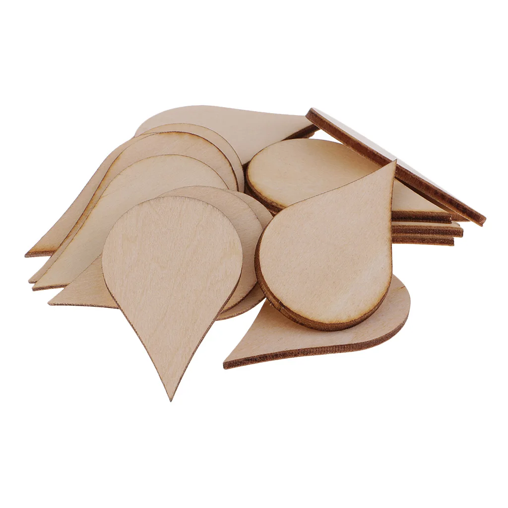 Wooden MDF Drop Shapes Craft Blank Wood Embellishment for Scrapbooking Wedding Party Baby Feet Christmas Decorations DIY