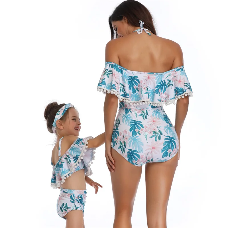 Купальное платье для мамы и дочки; одежда для плавания для мамы и дочки; купальный костюм для мамы и детей; одинаковые Семейные комплекты; одежда для плавания; бикини