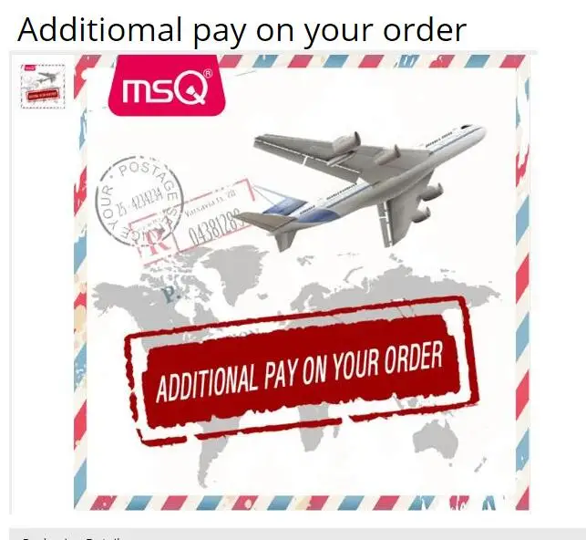 

Additiomal pay on your order