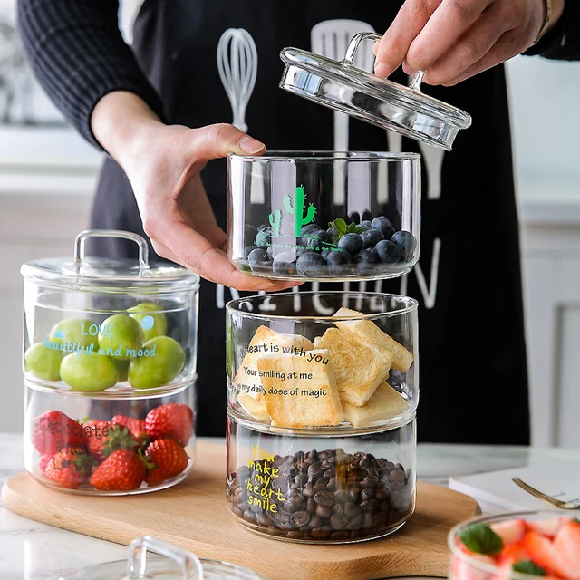 Heat-Resistant Stackable Glass Storage Jars Food Airtight Container Coffee mason jar Cereal Dispenser Kitchen Storage Organizer 1