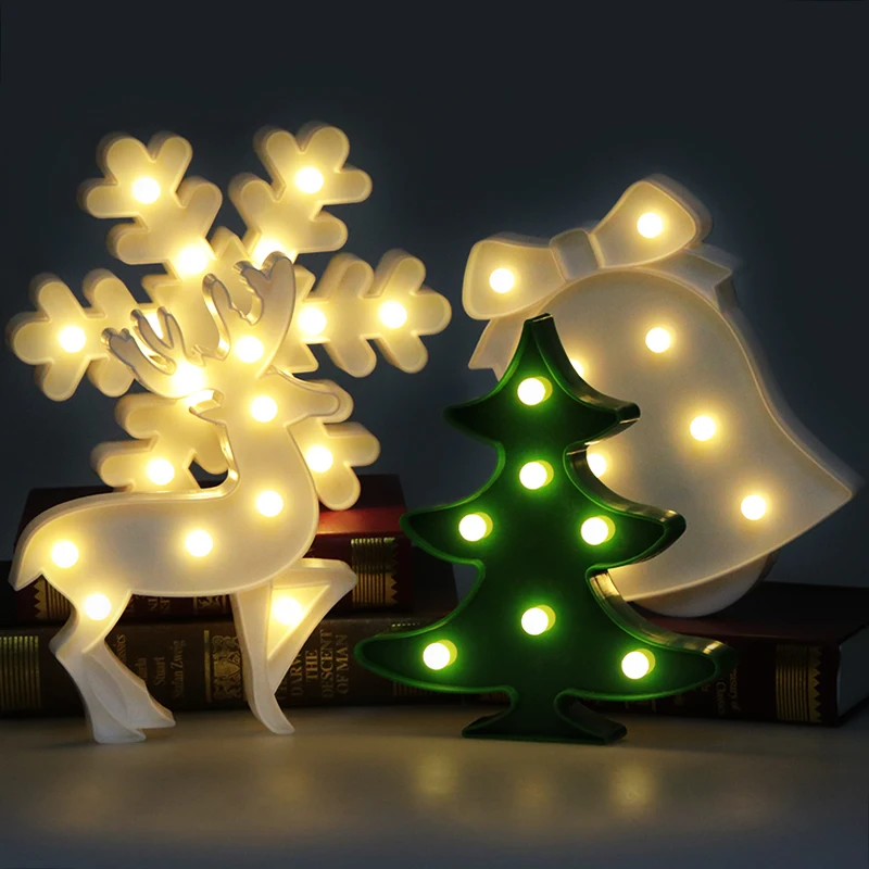  LED Lamp 3D Night Lights Marquee Treelet Snowflake Bell Davids Deer LED Letter Night Lamp Baby Bedr - 32829772812
