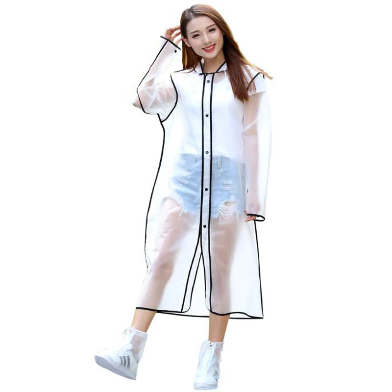 

EVA Raincoat Transparent EVA Waterproof Ladies Rain Coat Women Windproof Single-person Rainwear Impermeable Environmental Travel