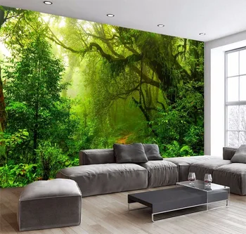 

Newest Wall Pattern Deep Forest Tree Leaves Wallpaper Home Decor Bedroom Ceiling Art Mural