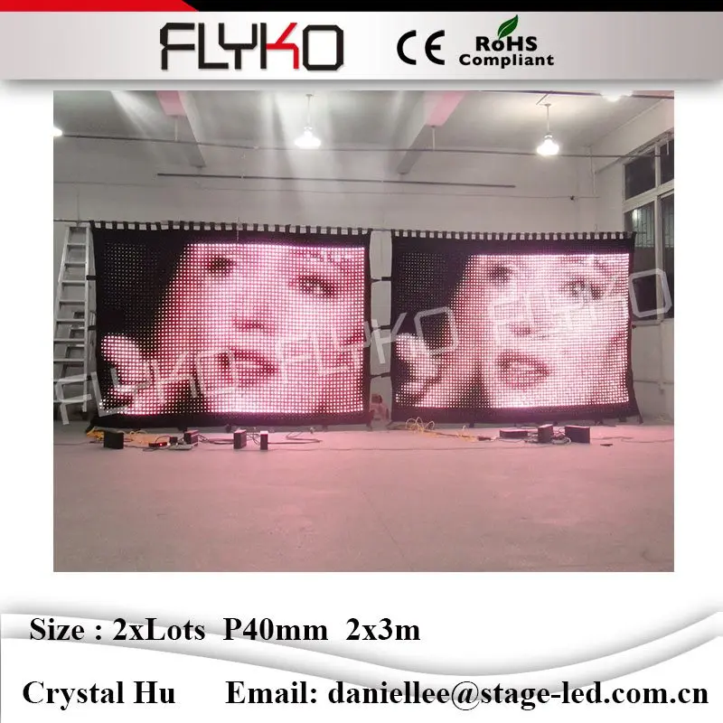 

2016 Best selling P40mm 2x6m full sexy video flexible led curtain live video led curtain screen xxx photos china