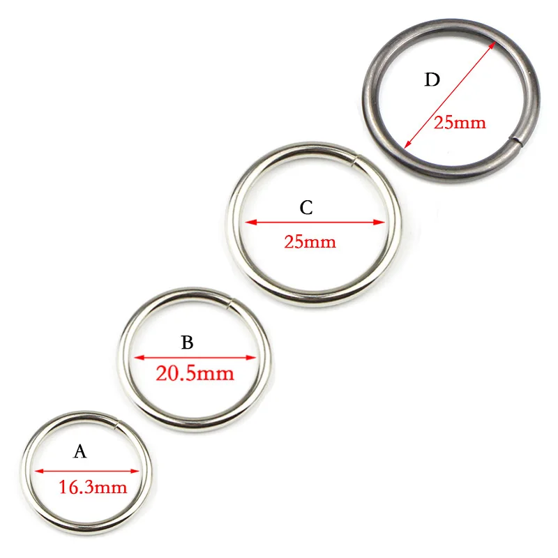 

10pcs 5/8" 3/4" 1"Non Welded Metal O Ring Nickel&Black Nickel Plated Backpack Collar Harness Rings Bag Parts Accessories