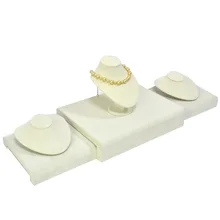 Новое поступление модные ювелирные изделия из жемчуга дисплей Счетчик витрина бежевый бархат ювелирные изделия стенд держатель с одной шеи бюст