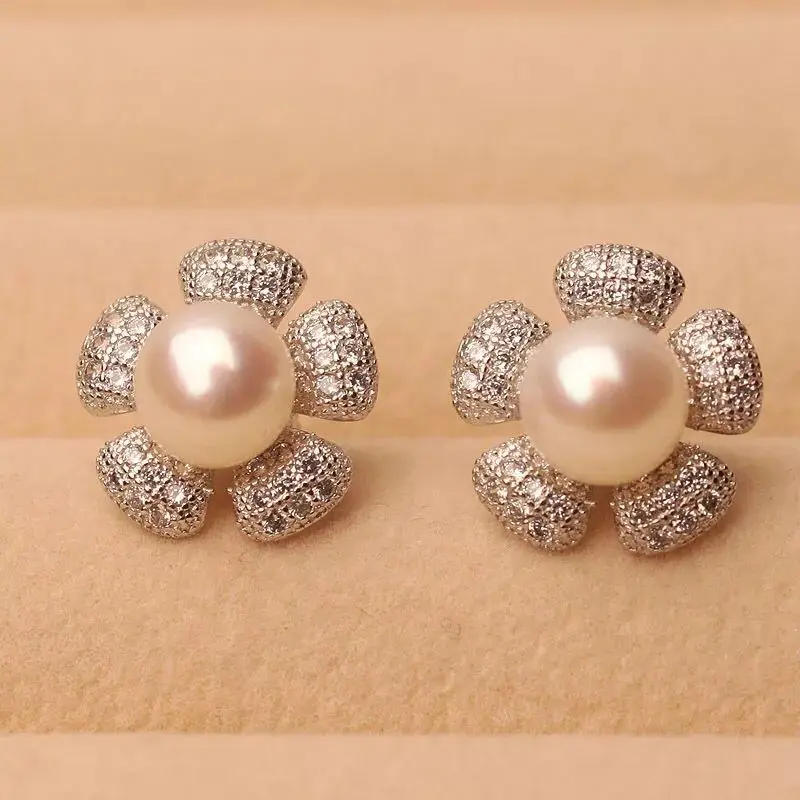 WATTENS цветы серьги из натурального жемчуга, жемчуг с стерлингового серебра 925 Серьги гвоздики, жемчужные ювелирные изделия для женщин вечерние свадебные