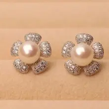 WATTENS цветы серьги из натурального жемчуга, жемчуг с стерлингового серебра 925 Серьги гвоздики, жемчужные ювелирные изделия для женщин вечерние свадебные