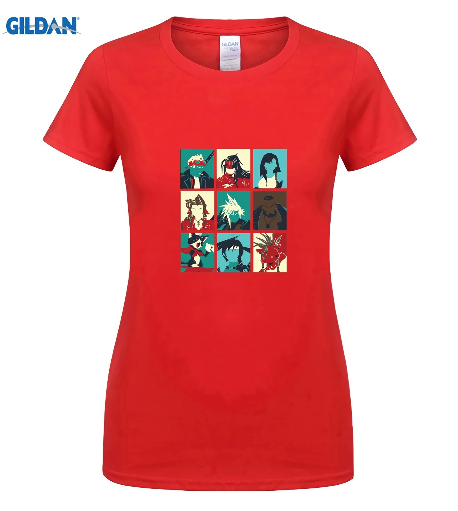 Последняя фантазия VII The Nine основная футболка с надписью Летняя мужская футболка с коротким рукавом - Цвет: women red