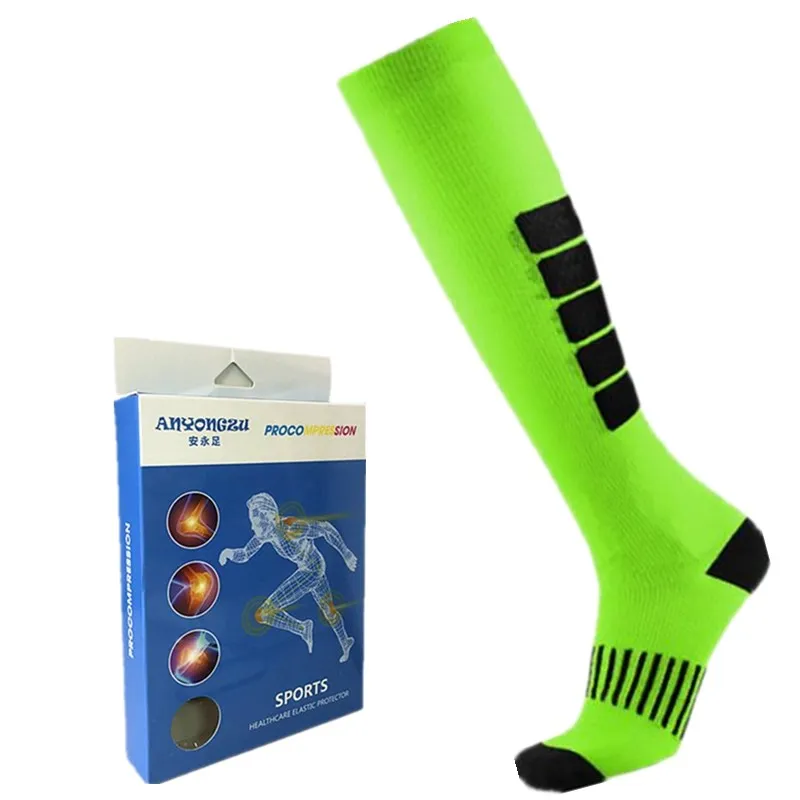 

New Type Stripe Coarse Leg Protector Women Men Compression Socks Fluorescent Color Unique Design Medical Pressure Socks Gift Box