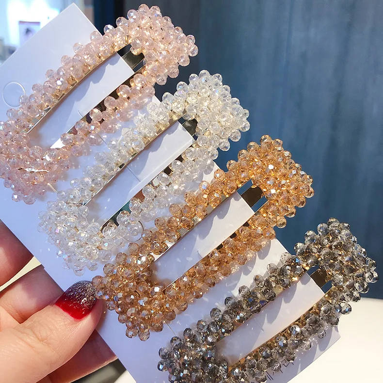 

Fashion Simple temperament full diamond Crystal Pearl Elegant Women Barrettes Hair Clip Hairgrips Hair Accessories