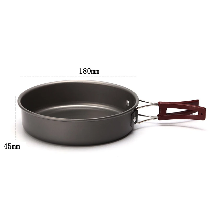 1.1L Camping Pan portátil al aire libre de utensilios de cocina de aluminio antiadherente Pan cocina sartén Camping Picnic senderismo utensilios con bolsa
