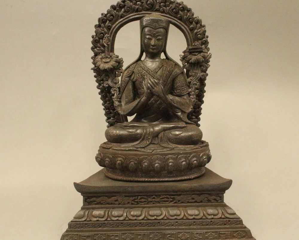 11 &quotТибет Тибетский Буддизм Бронзовый Сиденья Je Цонкапа Статуя Будды