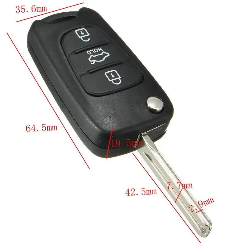 3Buttons Remote Folding Flip Key Case Fob Shell For KIA Soul Rondo SportageB SM