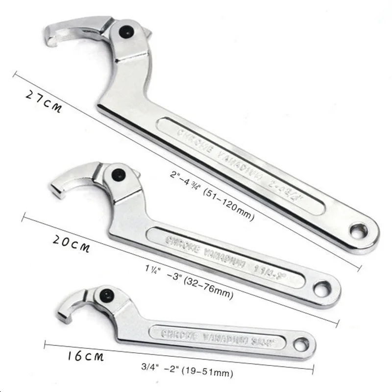 Round Nut Adjustable Hook-type Wrench Multifunction Universal Spanner Snap  Grip Tools Crescent Wrench Llaves Herramientas