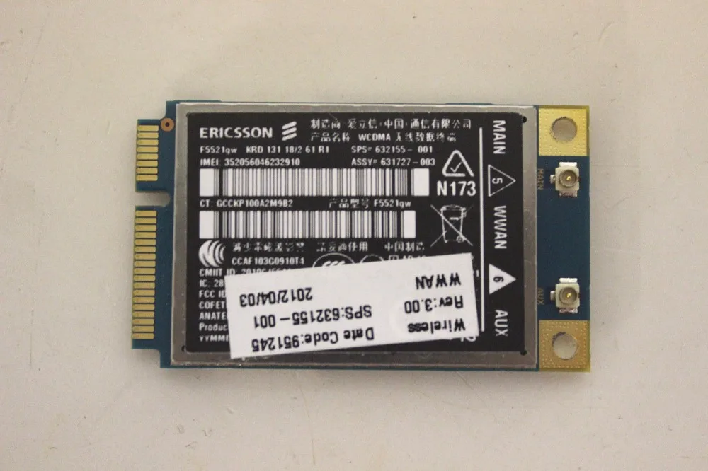 Wireless Adapter Card for Unlocked Ericsson F5521GW 3G WWAN EDGE GPRS