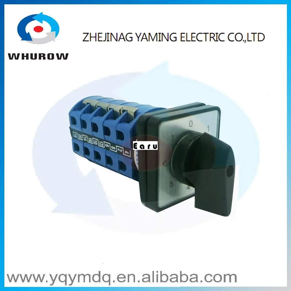

LW26-25/5 High quality dc voltage manual electrical changeover rotary cam switch five poles(phase) sliver point contacts