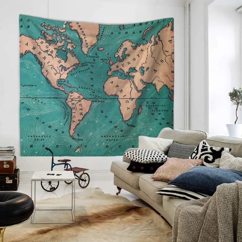 

Tapestry Watercolor World Map Tapestry Wall Hanging Colorful Map Tapestry Beach Tapestry Indian Dorm Decor Bedroom Living Room