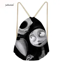 Jackherelook Fashion Skull Brand Design Women Drawstring Bags Mini School Storage Shoulder Bags for Teen Girls Shoes Cloth Bags