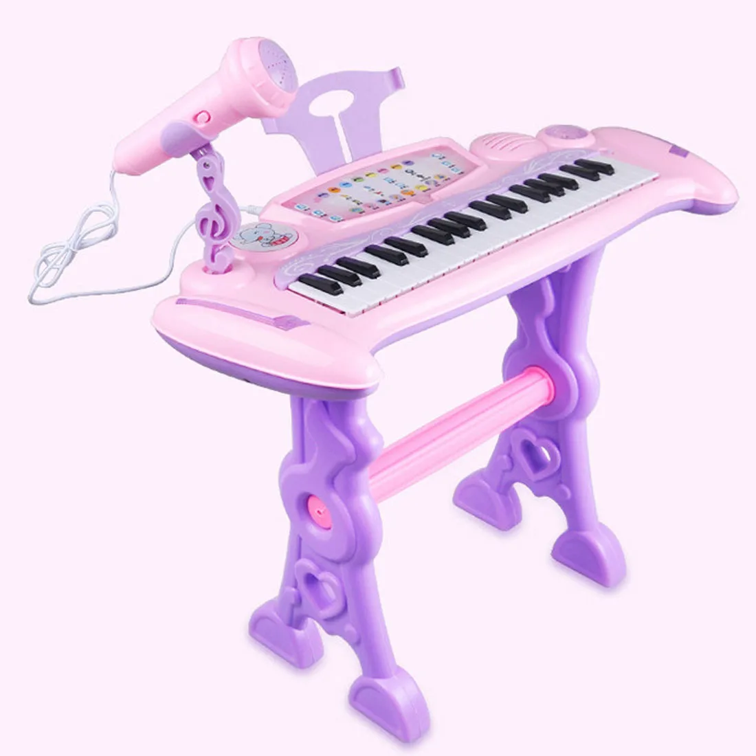 Juguete Musical Chargable para niños 37 teclas de órgano electrónico con micrófono y taburete para niñas juguetes de educación temprana para niños - 3