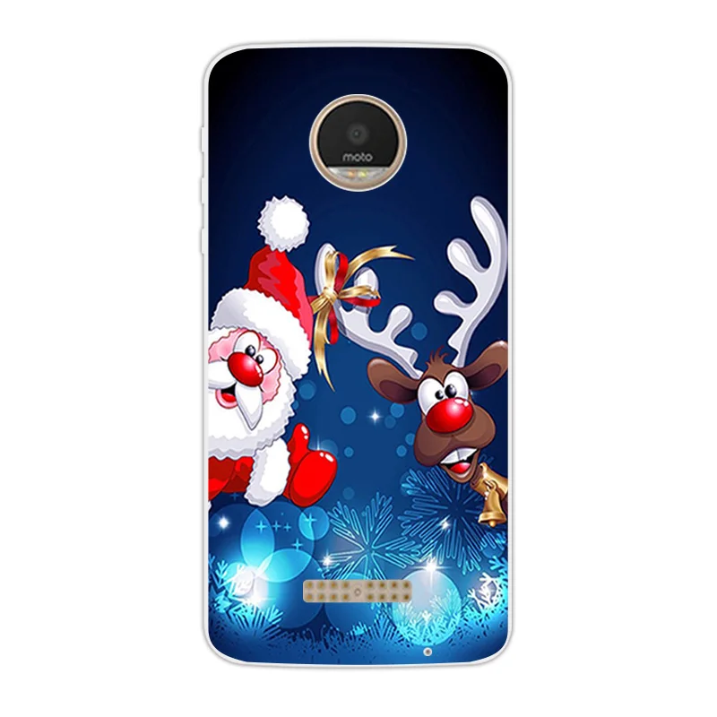 Для Motorola Moto Z Play TPU для MOTO XT1635 Мягкая силиконовая ультратонкая Рождественская