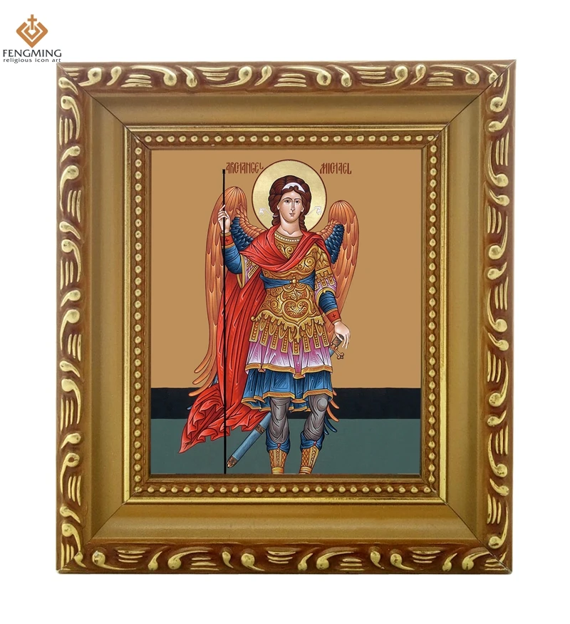 

High quality Orthodox Church Supply lcon of Archangel Michael wood photo Frame Byzantine Art religious crafts home decoration