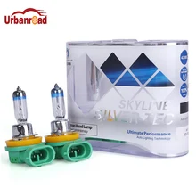 Urbanroad 1Pair H11 55W 12V Head Light Lamp Xenon 4300k Clear Glass Replacement Car Halogen Light Bulb White Parking