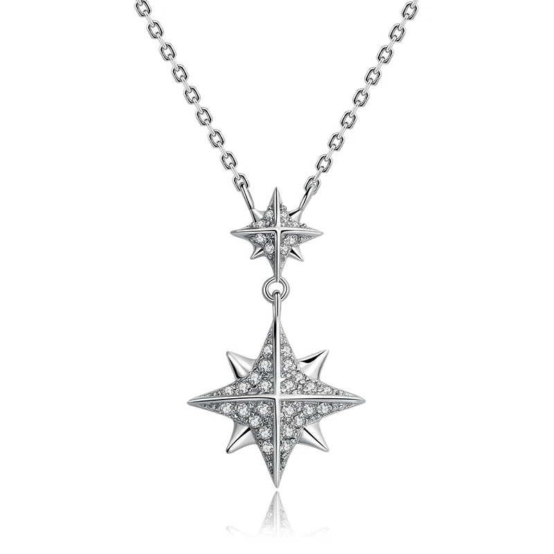 SA SILVERAGE Real 925 Sterling Silver Star Necklaces/Pendants AAA Zirconia Choker Necklace 925 Sterling Silver Necklaces Gift - Цвет камня: Type 2