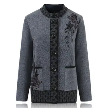 

Women Sweater New Autumn Winter Coat Middle-aged Mother Clothing Plus Size 4XL Print Knitted Sweater Cardigan Women Tops F685