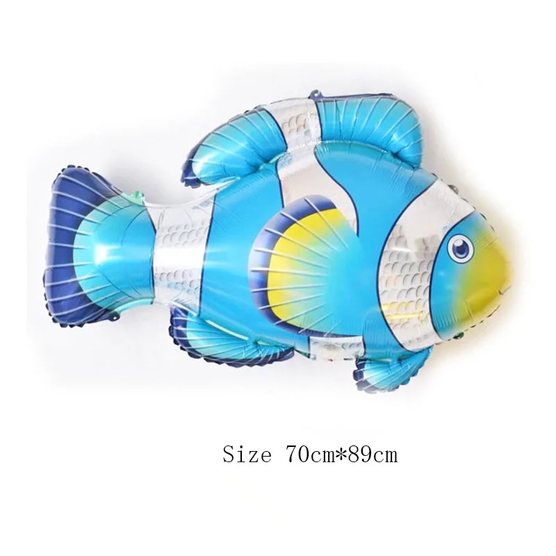 Shark Foil Balloons Latex Shark ballon Birthday party decorations kids Inflatable Toys Baby Shower Boys Fish Globos Shark Balls - Цвет: clown fish blue