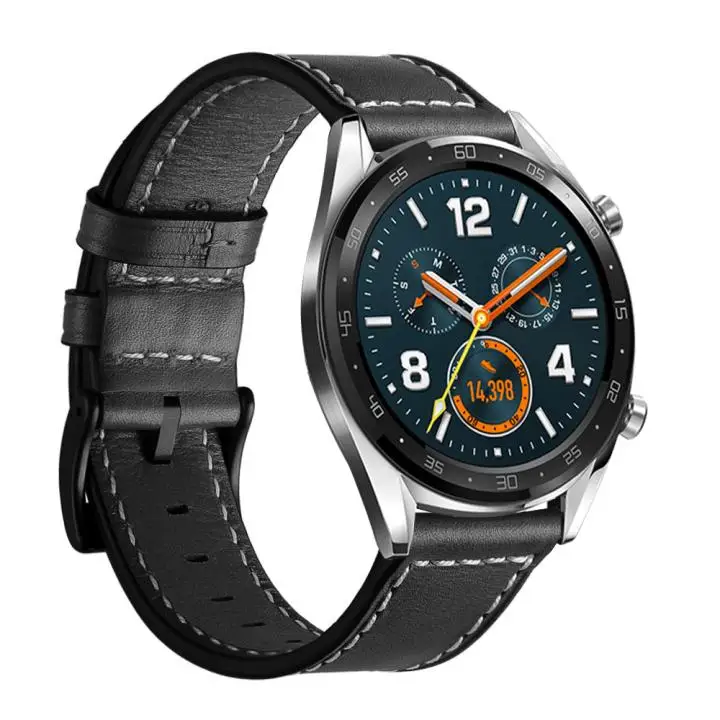 2 в 1 для Huawei Watch GT Active металлический ремешок из нержавеющей стали натуральной кожи